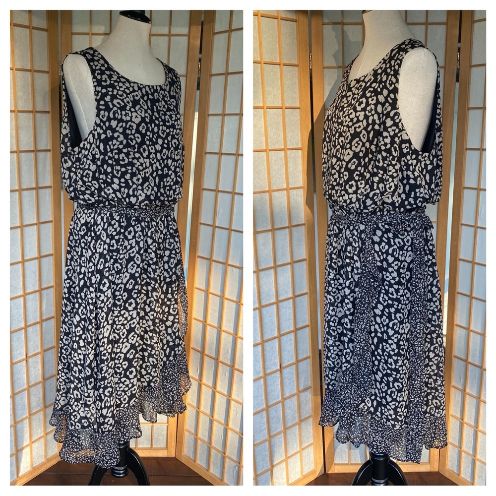 Lane Bryant Sleeveless Ruffle Print Maxi Dress SZ 18